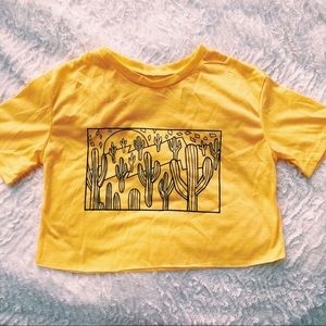 Yellow cactus crop top